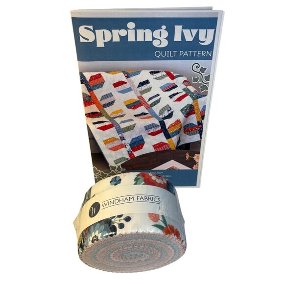 Quilt Pattern Windham Fabric Clover & Dot Strip 26pcs Spring Ivy Fat Quarter - Picture 1 of 6